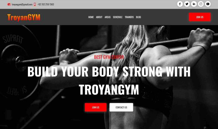 Troyan Gym Landing Page